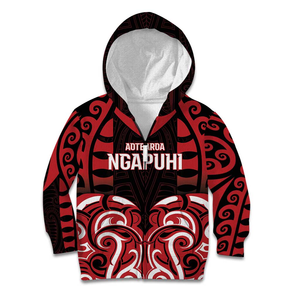 Custom Aotearoa Ngapuhi Kid Hoodie Maori Pattern New Zealand - Polynesian Pride