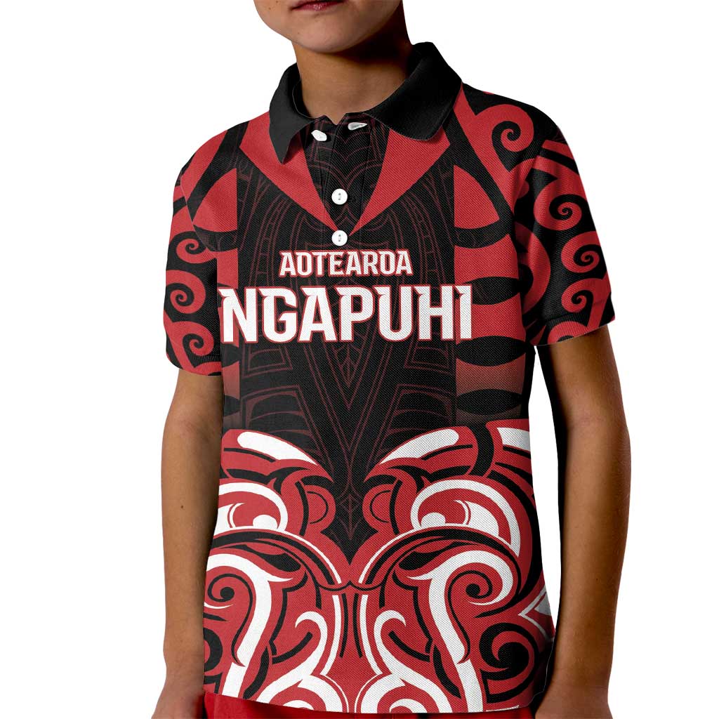 Custom Aotearoa Ngapuhi Kid Polo Shirt Maori Pattern New Zealand - Polynesian Pride