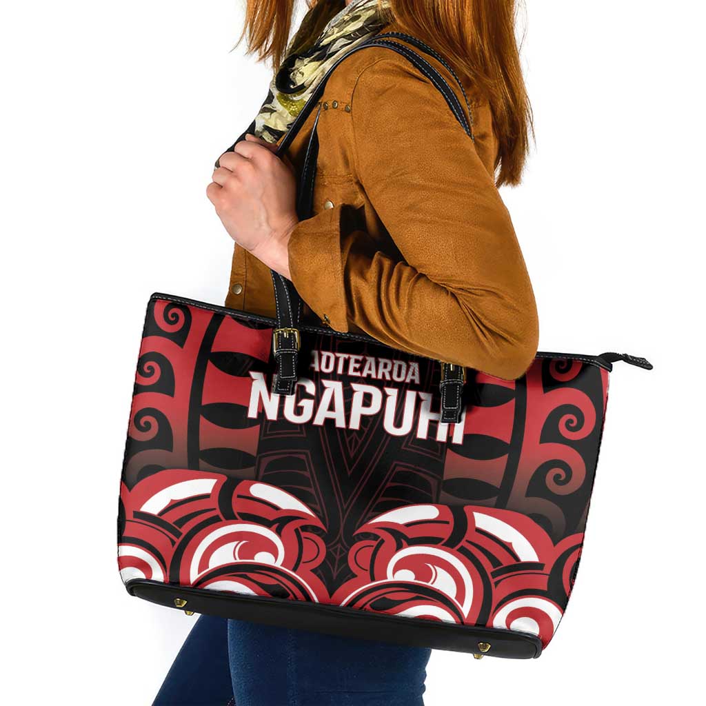Aotearoa Ngapuhi Leather Tote Bag Maori Pattern New Zealand - Polynesian Pride
