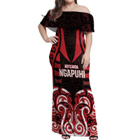 Custom Aotearoa Ngapuhi Off Shoulder Maxi Dress Maori Pattern New Zealand - Polynesian Pride