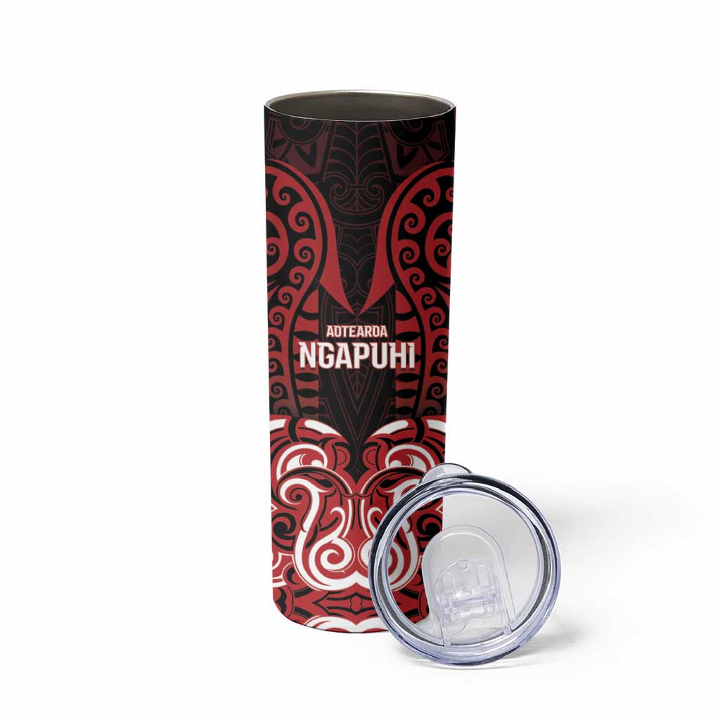 Custom Aotearoa Ngapuhi Skinny Tumbler Maori Pattern New Zealand - Polynesian Pride