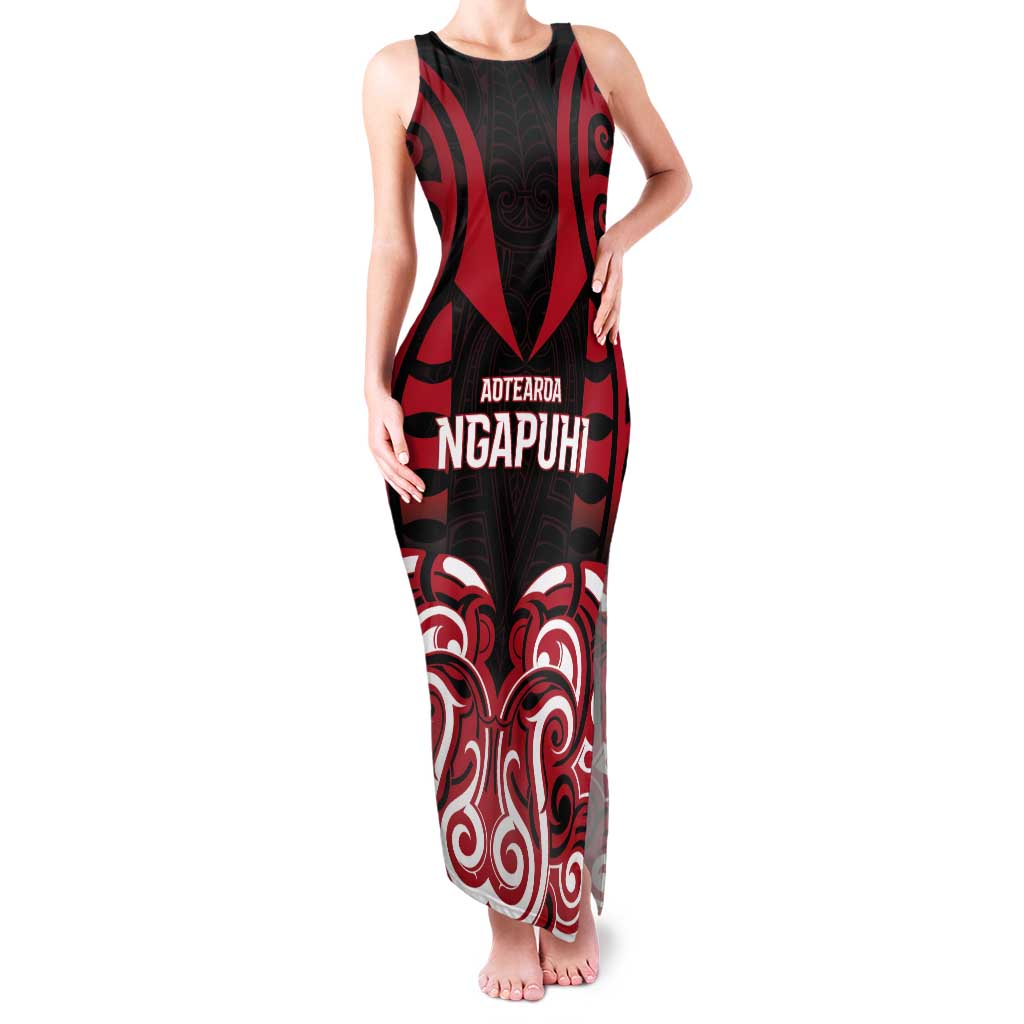 Custom Aotearoa Ngapuhi Tank Maxi Dress Maori Pattern New Zealand - Polynesian Pride