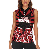 Custom Aotearoa Ngapuhi Women Sleeveless Polo Shirt Maori Pattern New Zealand - Polynesian Pride