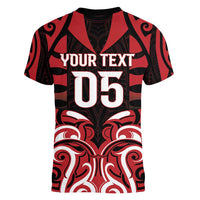 Custom Aotearoa Ngapuhi Women V-Neck T-Shirt Maori Pattern New Zealand - Polynesian Pride