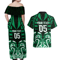 Custom Aotearoa Ngai Tahu Couples Matching Off Shoulder Maxi Dress and Hawaiian Shirt Maori Pattern New Zealand - Polynesian Pride