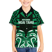 Custom Aotearoa Ngai Tahu Family Matching Off The Shoulder Long Sleeve Dress and Hawaiian Shirt Maori Pattern New Zealand - Polynesian Pride