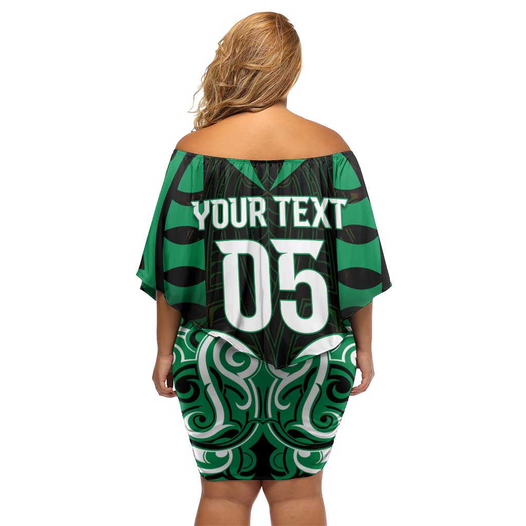 Custom Aotearoa Ngai Tahu Family Matching Off Shoulder Short Dress and Hawaiian Shirt Maori Pattern New Zealand DT05 - Polynesian Pride