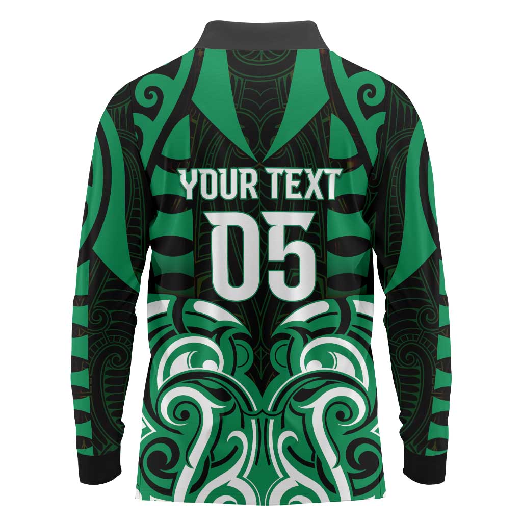 Custom Aotearoa Ngai Tahu Long Sleeve Polo Shirt Maori Pattern New Zealand - Polynesian Pride