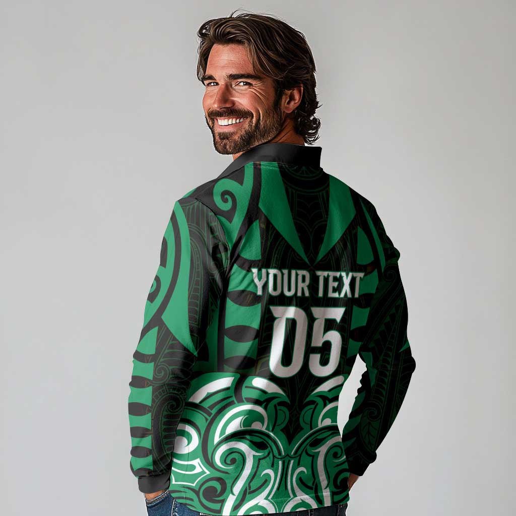 Custom Aotearoa Ngai Tahu Long Sleeve Polo Shirt Maori Pattern New Zealand - Polynesian Pride