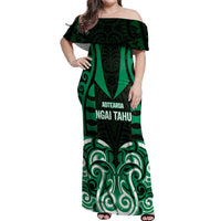Custom Aotearoa Ngai Tahu Off Shoulder Maxi Dress Maori Pattern New Zealand - Polynesian Pride