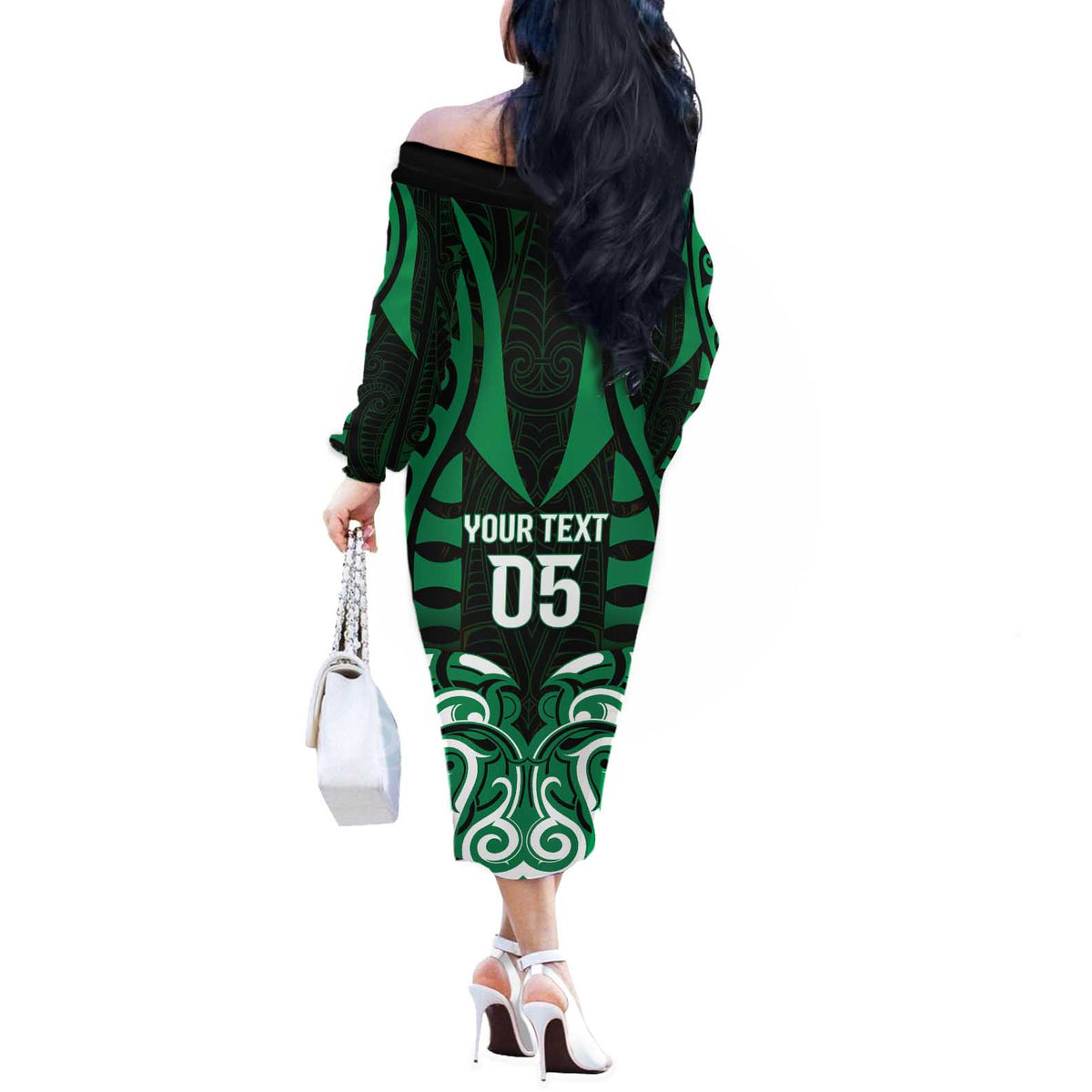 Custom Aotearoa Ngai Tahu Off The Shoulder Long Sleeve Dress Maori Pattern New Zealand - Polynesian Pride