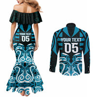 Custom Aotearoa Ngati Porou Couples Matching Mermaid Dress and Long Sleeve Button Shirt Maori Pattern New Zealand DT05 - Polynesian Pride