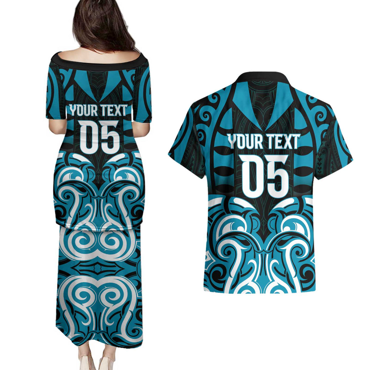 Custom Aotearoa Ngati Porou Couples Matching Puletasi and Hawaiian Shirt Maori Pattern New Zealand - Polynesian Pride