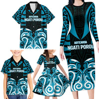 Custom Aotearoa Ngati Porou Family Matching Long Sleeve Bodycon Dress and Hawaiian Shirt Maori Pattern New Zealand DT05 - Polynesian Pride
