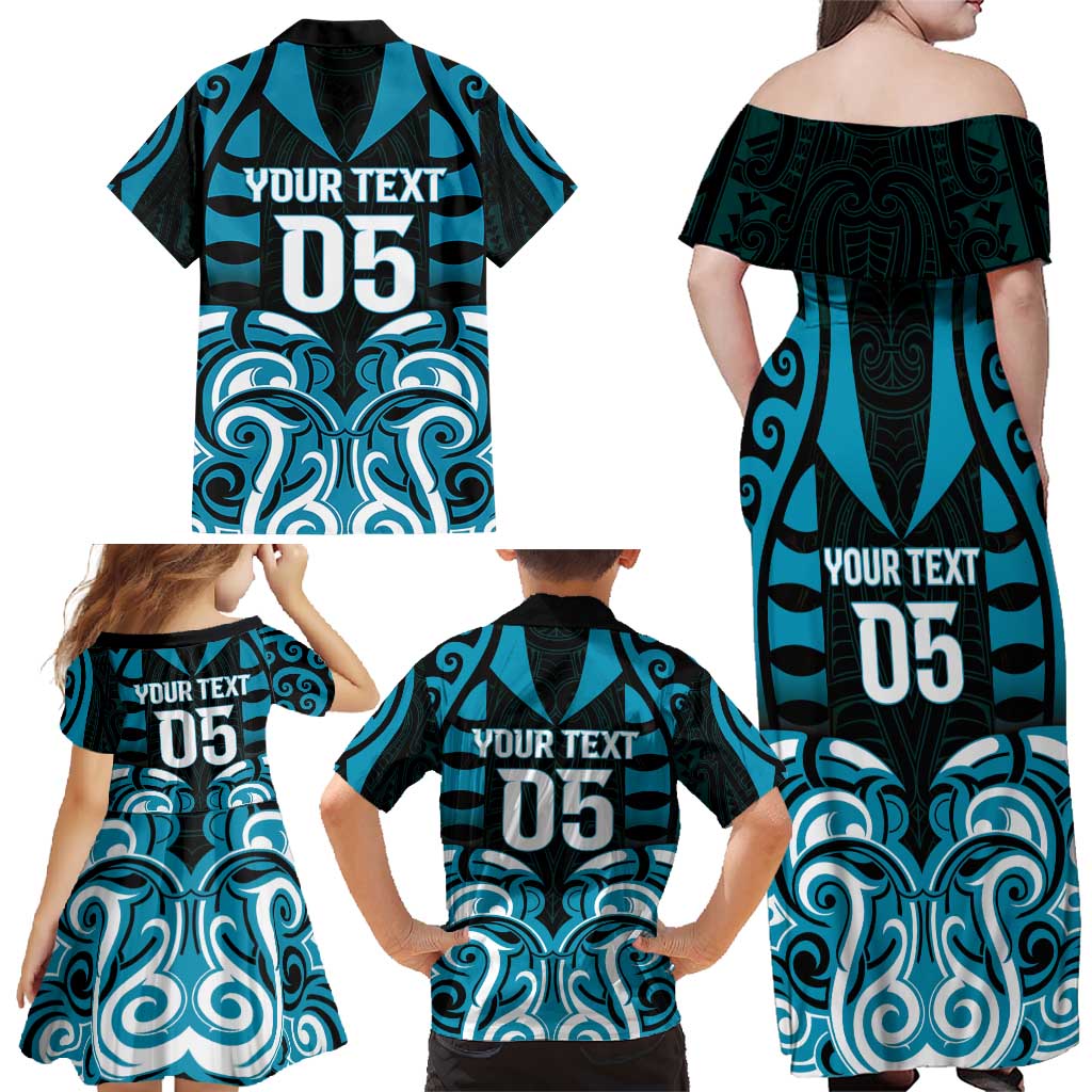 Custom Aotearoa Ngati Porou Family Matching Off Shoulder Maxi Dress and Hawaiian Shirt Maori Pattern New Zealand - Polynesian Pride