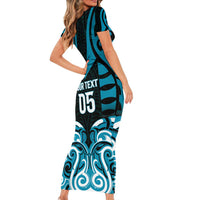 Custom Aotearoa Ngati Porou Family Matching Short Sleeve Bodycon Dress and Hawaiian Shirt Maori Pattern New Zealand DT05 - Polynesian Pride