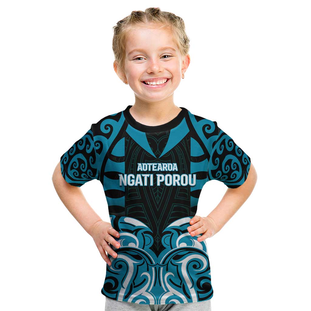 Custom Aotearoa Ngati Porou Kid T Shirt Maori Pattern New Zealand - Polynesian Pride