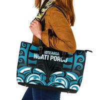 Aotearoa Ngati Porou Leather Tote Bag Maori Pattern New Zealand - Polynesian Pride