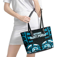 Aotearoa Ngati Porou Leather Tote Bag Maori Pattern New Zealand - Polynesian Pride