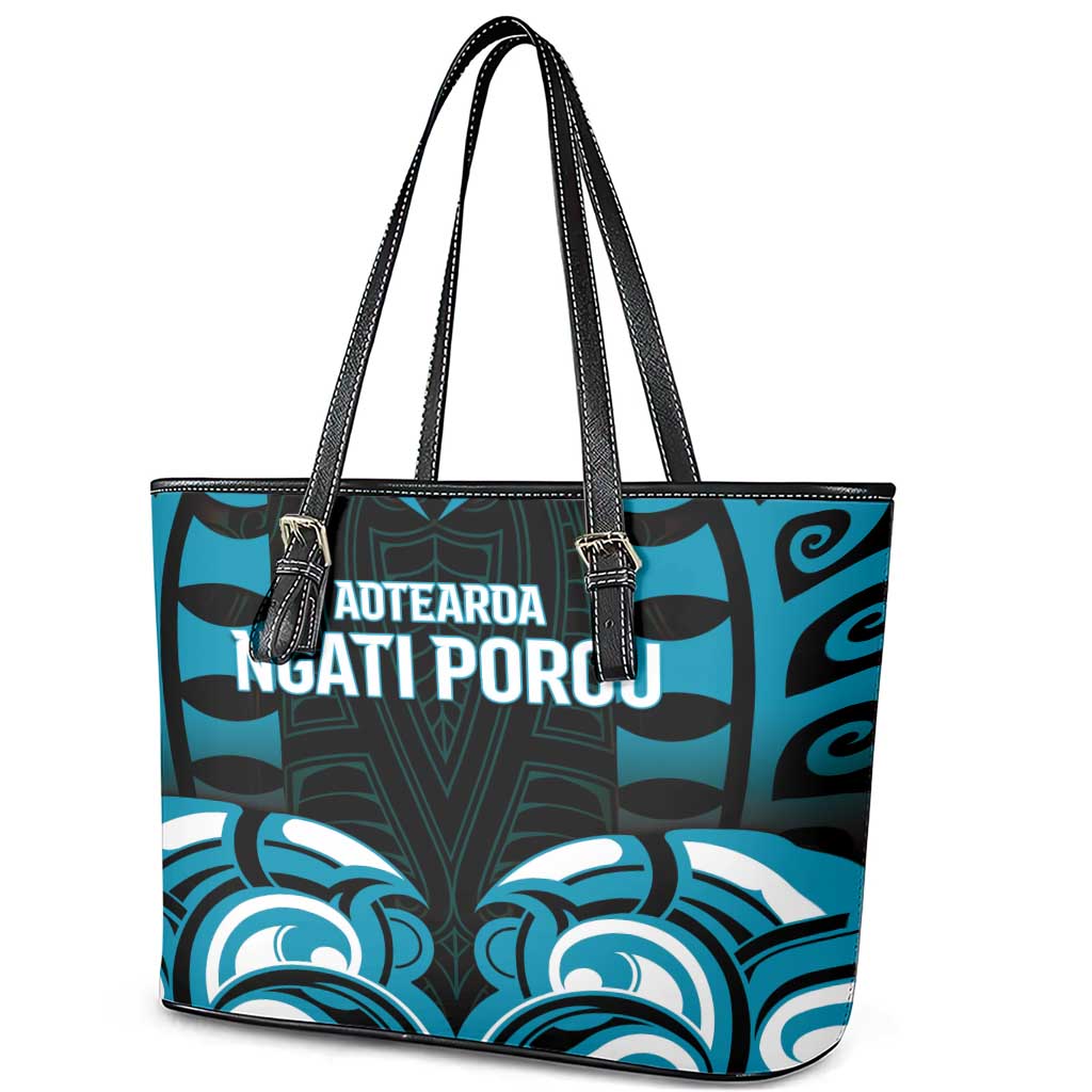 Aotearoa Ngati Porou Leather Tote Bag Maori Pattern New Zealand - Polynesian Pride