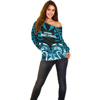 Custom Aotearoa Ngati Porou Off Shoulder Sweater Maori Pattern New Zealand - Polynesian Pride