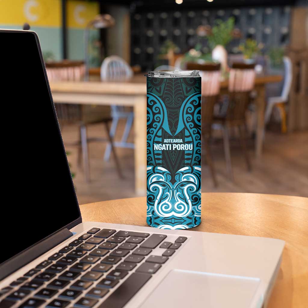 Custom Aotearoa Ngati Porou Skinny Tumbler Maori Pattern New Zealand - Polynesian Pride