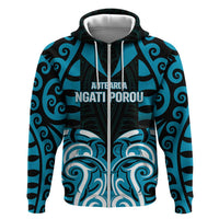 Custom Aotearoa Ngati Porou Zip Hoodie Maori Pattern New Zealand - Polynesian Pride