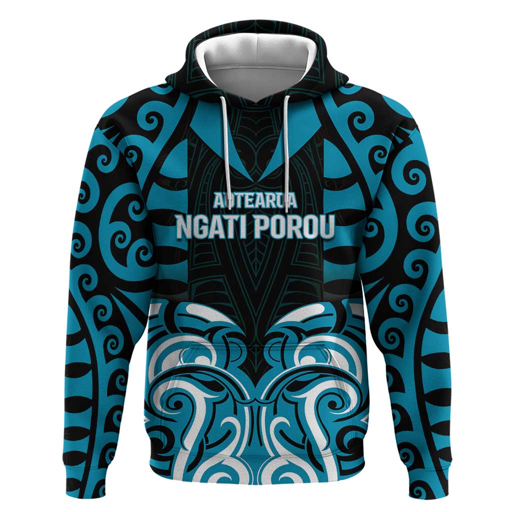 Custom Aotearoa Ngati Porou Zip Hoodie Maori Pattern New Zealand - Polynesian Pride