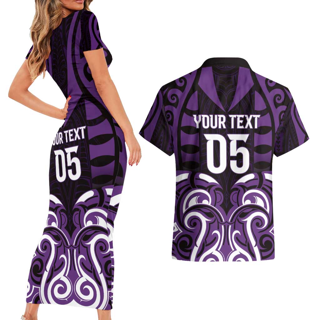 Custom Aotearoa Rangitane Couples Matching Short Sleeve Bodycon Dress and Hawaiian Shirt Maori Pattern New Zealand - Polynesian Pride