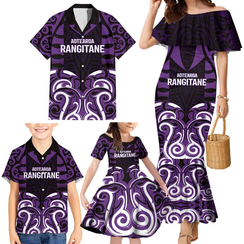 Custom Aotearoa Rangitane Family Matching Mermaid Dress and Hawaiian Shirt Maori Pattern New Zealand DT05 - Polynesian Pride