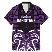 Custom Aotearoa Rangitane Family Matching Mermaid Dress and Hawaiian Shirt Maori Pattern New Zealand DT05 Dad's Shirt - Short Sleeve Purple - Polynesian Pride