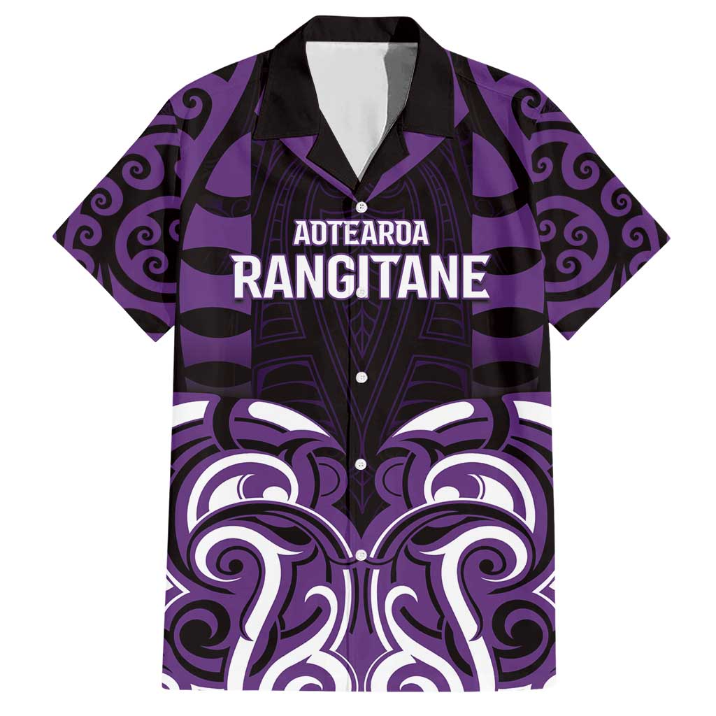 Custom Aotearoa Rangitane Family Matching Short Sleeve Bodycon Dress and Hawaiian Shirt Maori Pattern New Zealand DT05 Dad's Shirt - Short Sleeve Purple - Polynesian Pride