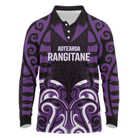 Custom Aotearoa Rangitane Long Sleeve Polo Shirt Maori Pattern New Zealand - Polynesian Pride