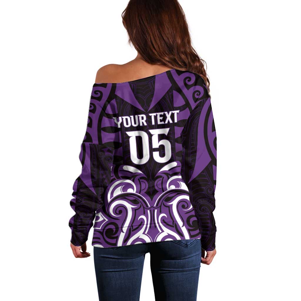 Custom Aotearoa Rangitane Off Shoulder Sweater Maori Pattern New Zealand - Polynesian Pride