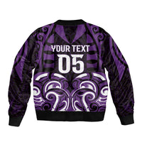 Custom Aotearoa Rangitane Sleeve Zip Bomber Jacket Maori Pattern New Zealand - Polynesian Pride