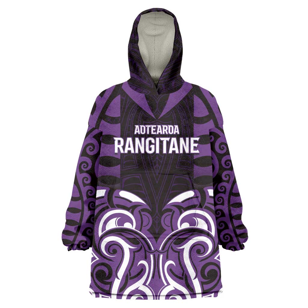 Custom Aotearoa Rangitane Wearable Blanket Hoodie Maori Pattern New Zealand - Polynesian Pride