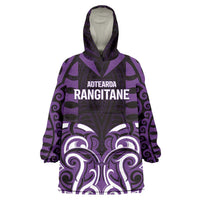 Custom Aotearoa Rangitane Wearable Blanket Hoodie Maori Pattern New Zealand - Polynesian Pride