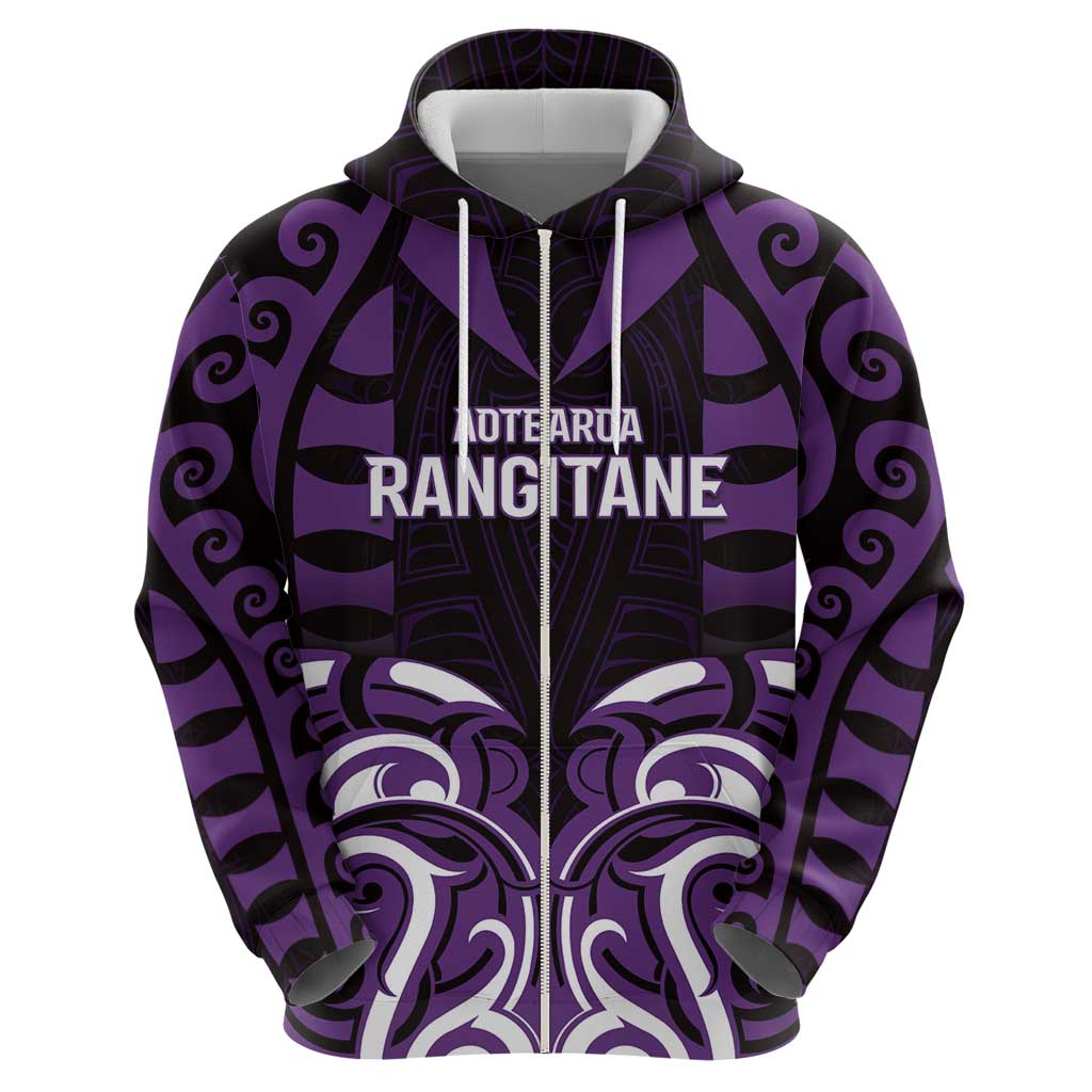 Custom Aotearoa Rangitane Zip Hoodie Maori Pattern New Zealand - Polynesian Pride