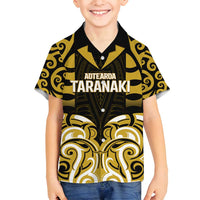 Custom Aotearoa Taranaki Family Matching Long Sleeve Bodycon Dress and Hawaiian Shirt Maori Pattern New Zealand DT05 Son's Shirt Yellow - Polynesian Pride