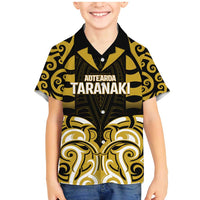 Custom Aotearoa Taranaki Family Matching Mermaid Dress and Hawaiian Shirt Maori Pattern New Zealand DT05 Son's Shirt Yellow - Polynesian Pride