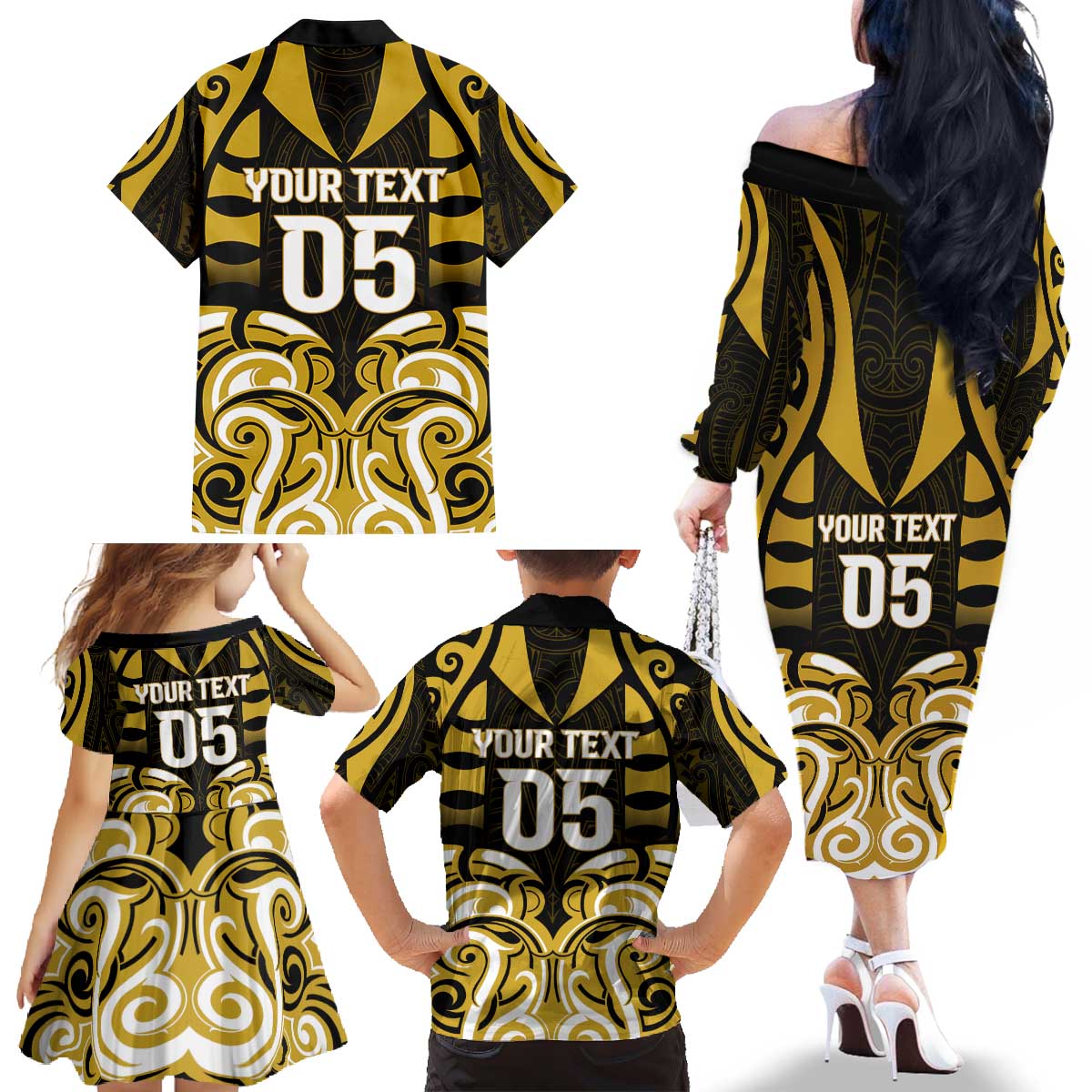 Custom Aotearoa Taranaki Family Matching Off The Shoulder Long Sleeve Dress and Hawaiian Shirt Maori Pattern New Zealand - Polynesian Pride