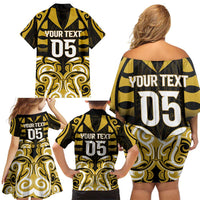 Custom Aotearoa Taranaki Family Matching Off Shoulder Short Dress and Hawaiian Shirt Maori Pattern New Zealand DT05 - Polynesian Pride