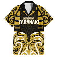 Custom Aotearoa Taranaki Family Matching Off Shoulder Short Dress and Hawaiian Shirt Maori Pattern New Zealand DT05 Dad's Shirt - Short Sleeve Yellow - Polynesian Pride