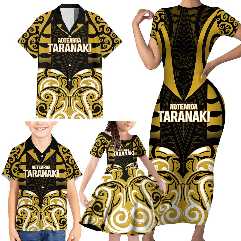 Custom Aotearoa Taranaki Family Matching Short Sleeve Bodycon Dress and Hawaiian Shirt Maori Pattern New Zealand DT05 - Polynesian Pride