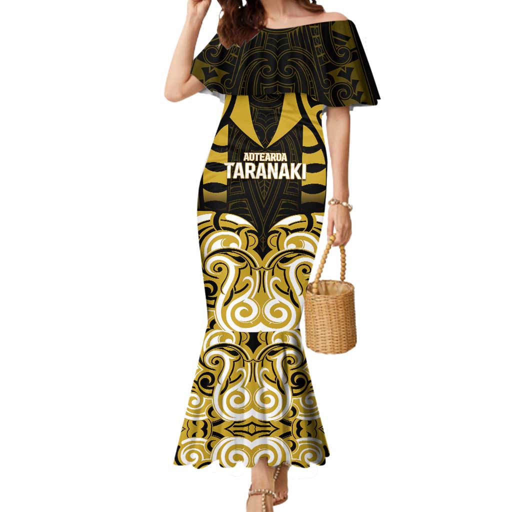 Custom Aotearoa Taranaki Mermaid Dress Maori Pattern New Zealand - Polynesian Pride