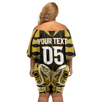 Custom Aotearoa Taranaki Off Shoulder Short Dress Maori Pattern New Zealand - Polynesian Pride