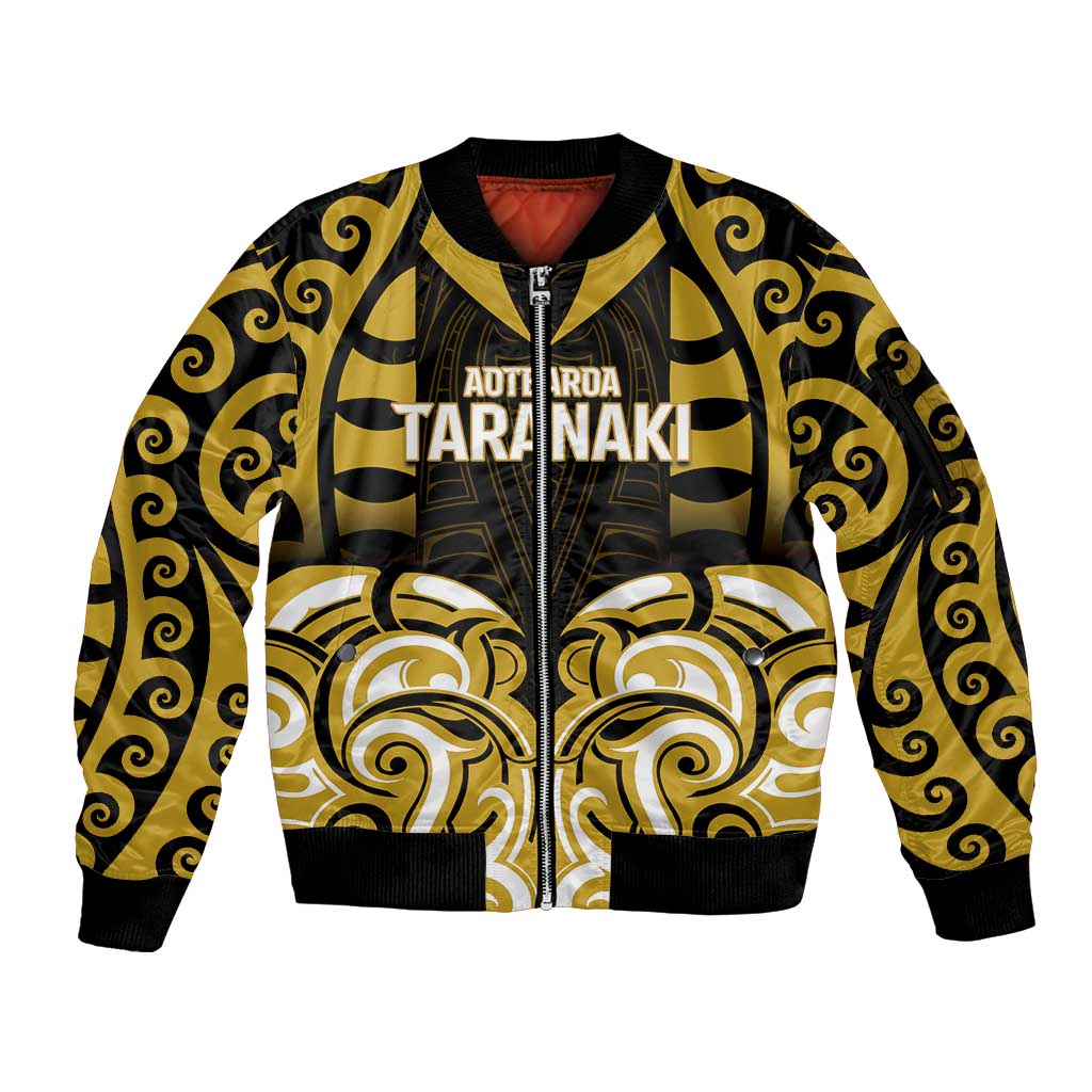 Custom Aotearoa Taranaki Sleeve Zip Bomber Jacket Maori Pattern New Zealand DT05 Unisex Yellow - Polynesian Pride