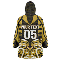 Custom Aotearoa Taranaki Wearable Blanket Hoodie Maori Pattern New Zealand - Polynesian Pride