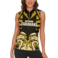 Custom Aotearoa Taranaki Women Sleeveless Polo Shirt Maori Pattern New Zealand - Polynesian Pride