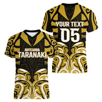 Custom Aotearoa Taranaki Women V-Neck T-Shirt Maori Pattern New Zealand - Polynesian Pride